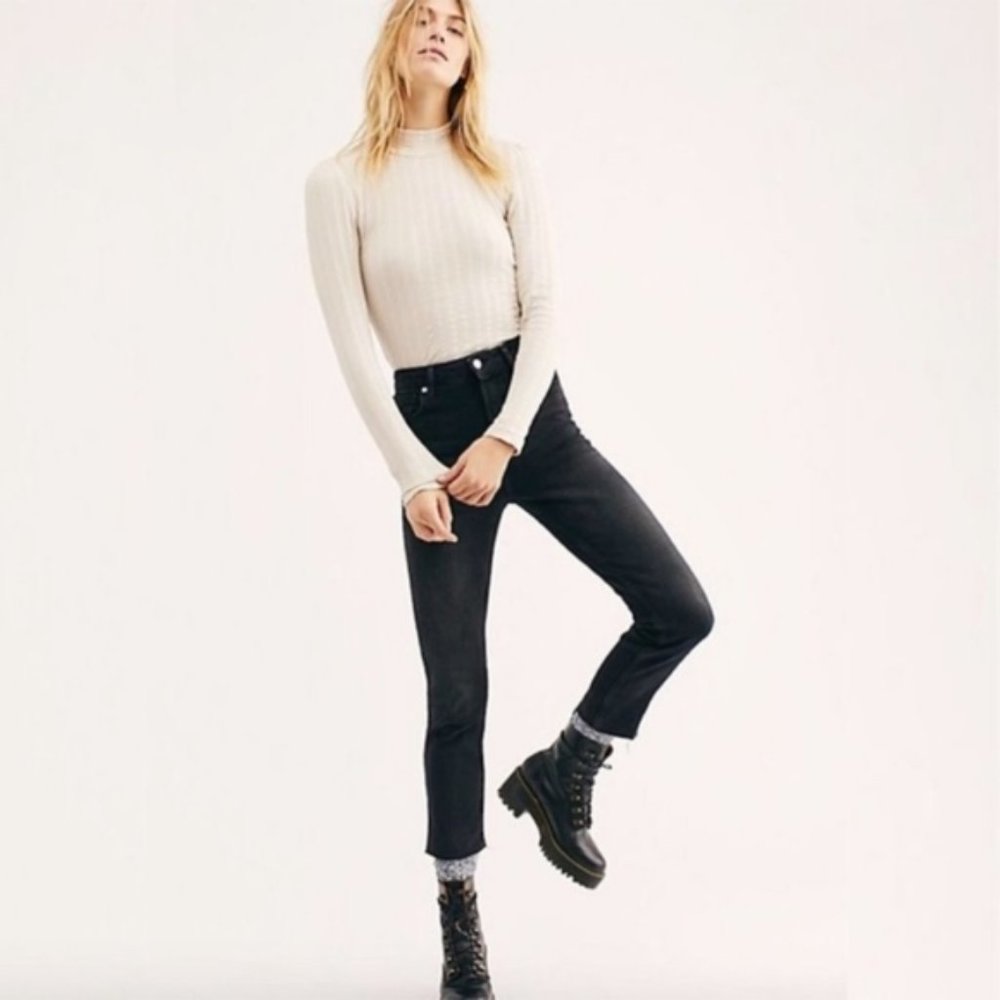 NWT Size 26 FP Hi Rise Slim Straight Black Jeans